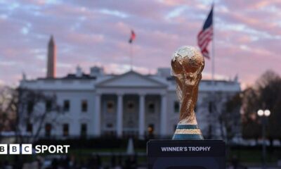 The Fifa World Cup trophy outside the White House ahead of the draw