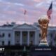 The Fifa World Cup trophy outside the White House ahead of the draw