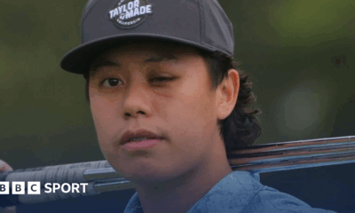 Jeffrey Guan poses with a golf club