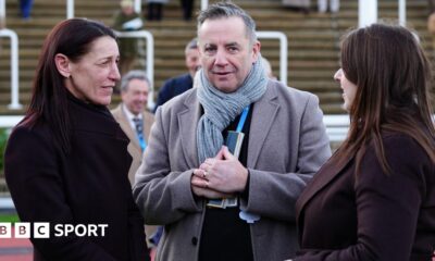 Glengouly's trainer Faye Bramley with John and Amy Hunt at Cheltenham