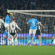 NAPLES, ITALY - JANUARY 25: Frank Anguissa of Napoli scores his side first goal during the Serie A match between Napoli and Juventus at Stadio Diego Armando Maradona on January 25, 2025 in Naples, Italy. (Photo by Francesco Pecoraro/Getty Images)