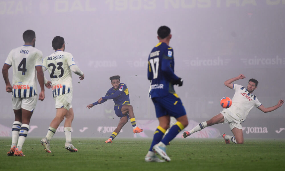 VERONA, ITALY - DECEMBER 06: Antoine Bernede of Hellas Verona scores his team
