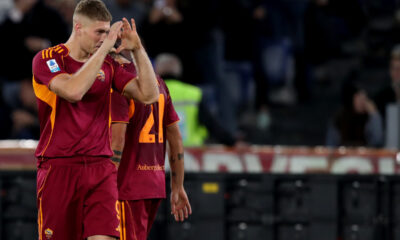 ROME, ITALY - OCTOBER 29: Artem Dovbik of AS Roma celebrates after scoring the team