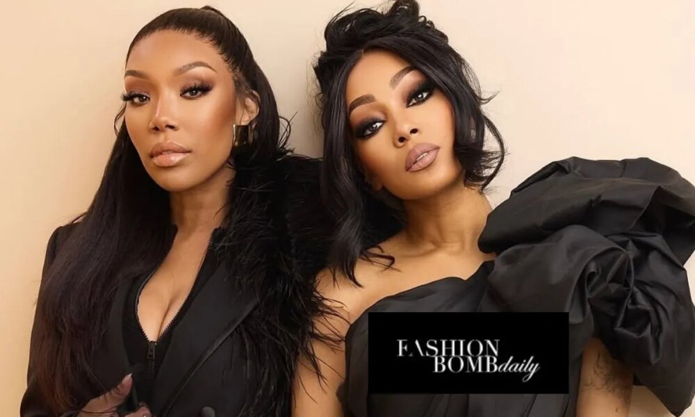 Brandy & Monica Celebrate the End of "The Boy is Mine Tour" in a Black Versace Blazer Dress and Monsoori Gown