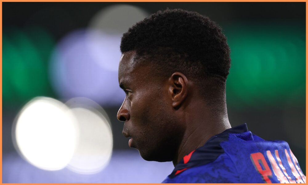 Crystal Palace captain Marc Guehi looks on