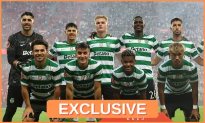 Ousmane Diomande lining up with his Sporting Lisbon teammates