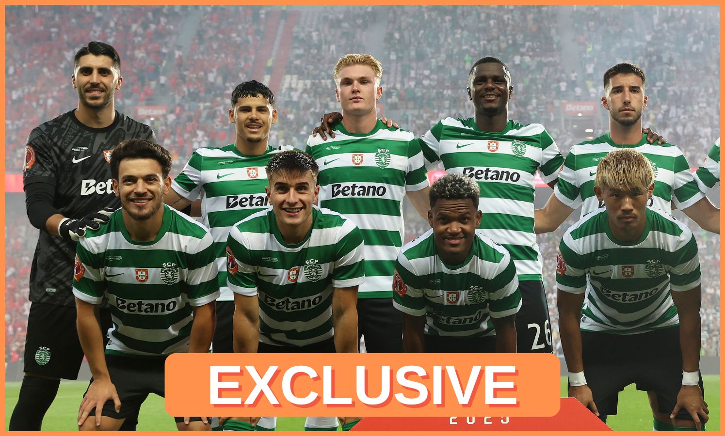 Ousmane Diomande lining up with his Sporting Lisbon teammates