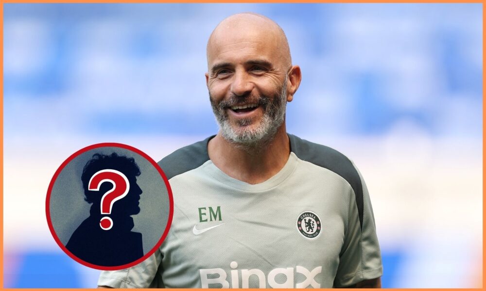 Enzo Maresca smiles during a Chelsea training session