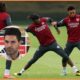 Ethan Nwaneri in Arsenal training, and Mikel Arteta