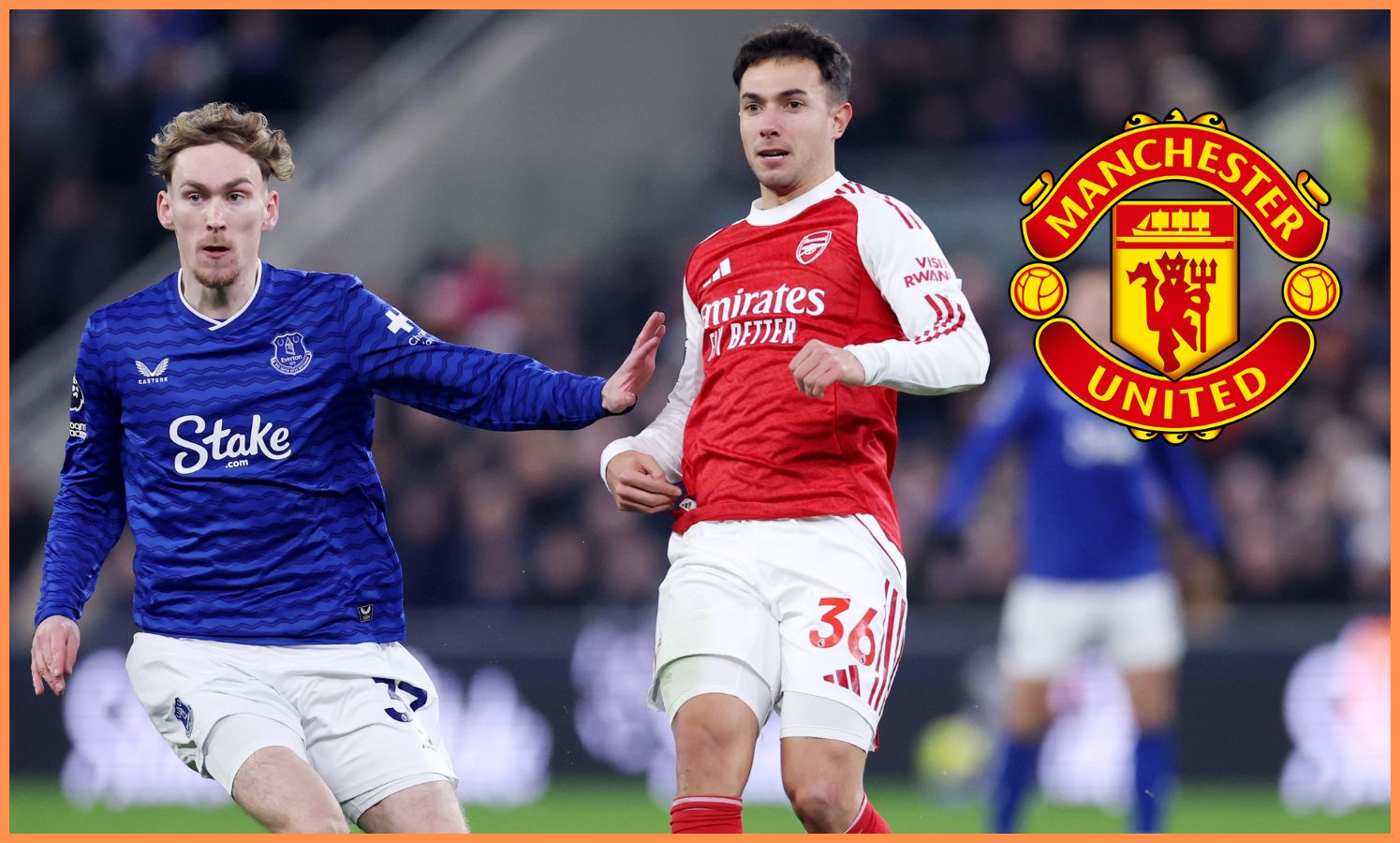 James Garner in action for Everton against Arsenal