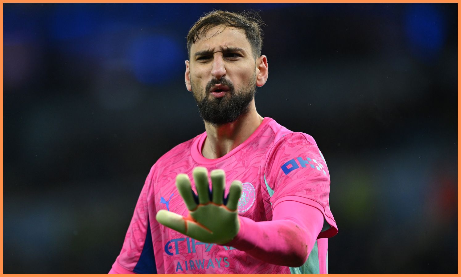 Manchester City goalkeeper Gianluigi Donnarumma in action