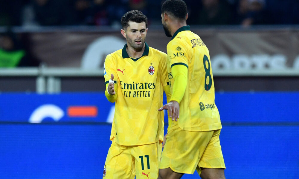 TURIN, ITALY - DECEMBER 08: Christian Pulisic of AC Milan celebrates scoring his team