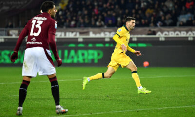 TURIN, ITALY - DECEMBER 08: Christian Pulisic of AC Milan celebrates scoring his team