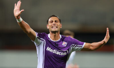 FLORENCE, ITALY - OCTOBER 2: Rolando Mandragora of ACF Fiorentina reacts during the UEFA Conference League 2025/26 League Phase MD1 match between ACF Fiorentina and SK Sigma Olomouc at Stadio Artemio Franchi on October 2, 2025 in Florence, Italy. (Photo by Gabriele Maltinti/Getty Images)