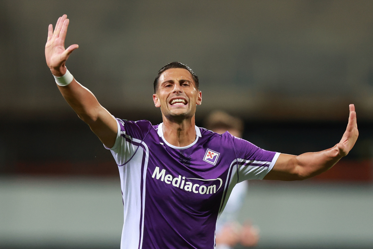 FLORENCE, ITALY - OCTOBER 2: Rolando Mandragora of ACF Fiorentina reacts during the UEFA Conference League 2025/26 League Phase MD1 match between ACF Fiorentina and SK Sigma Olomouc at Stadio Artemio Franchi on October 2, 2025 in Florence, Italy. (Photo by Gabriele Maltinti/Getty Images)