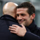MILAN, ITALY - DECEMBER 09: Arne Slot, Manager of Liverpool, and Cristian Chivu, Head Coach of FC Internazionale Milano, embrace prior to the UEFA Champions League 2025/26 League Phase MD6 match between FC Internazionale Milano and Liverpool FC at Stadio San Siro on December 09, 2025 in Milan, Italy. (Photo by Justin Setterfield/Getty Images)