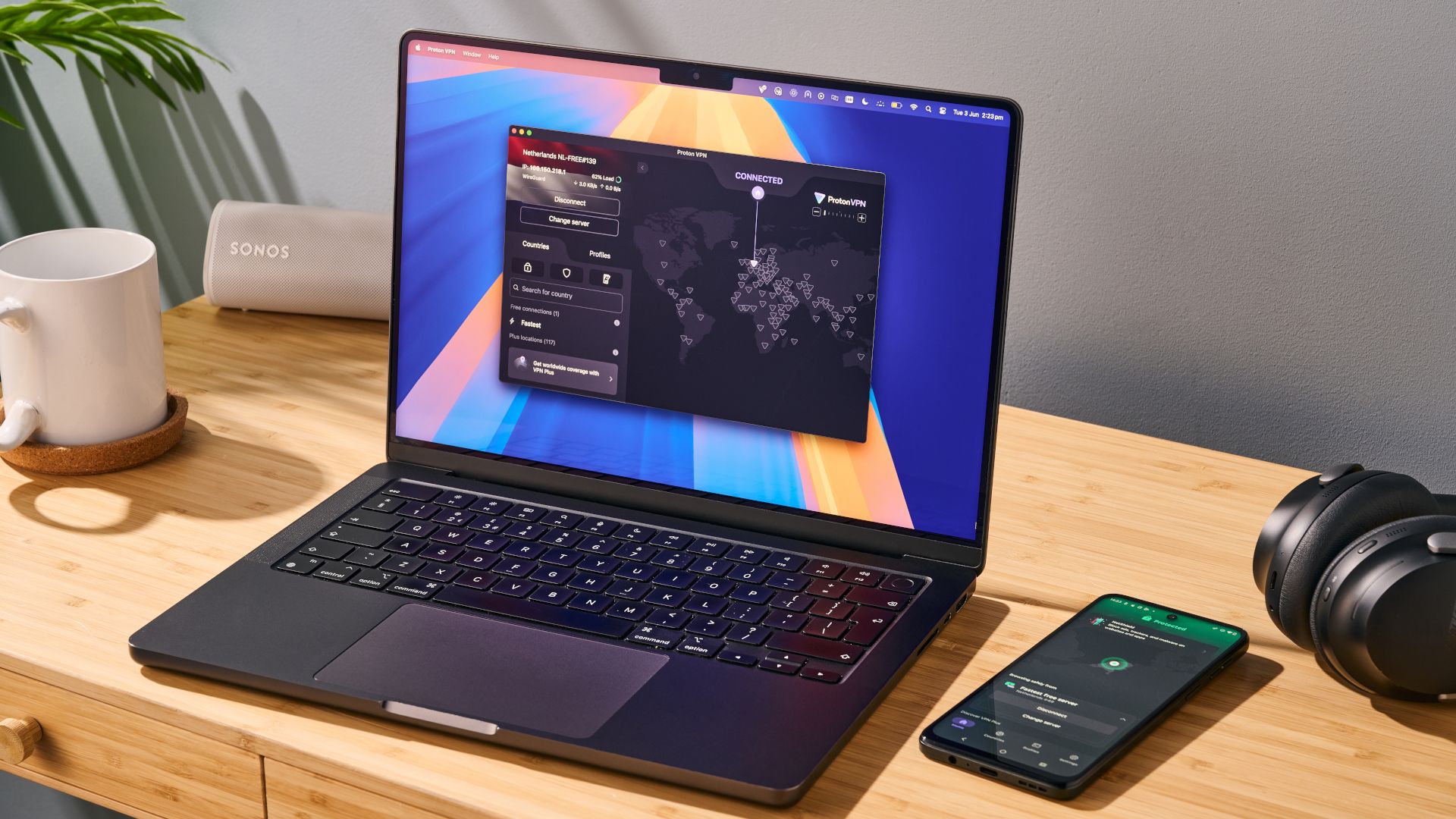 Proton VPN app on macOS laptop