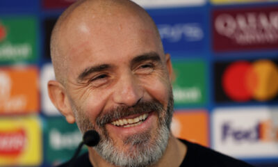 LONDON, ENGLAND - NOVEMBER 24: Enzo Maresca, Manager of Chelsea, reacts as he speaks to the media during a Chelsea Press Conference at Stamford Bridge on November 24, 2025 in London, England. (Photo by Andrew Redington/Getty Images)