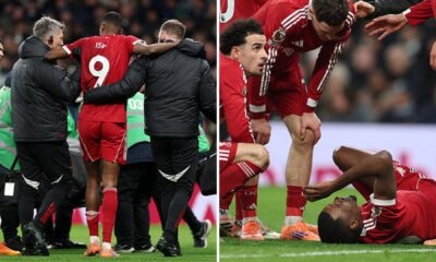 Alexander Isak hobbling off and Isak down injured