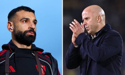 Split image of Mo Salah and Arne Slot