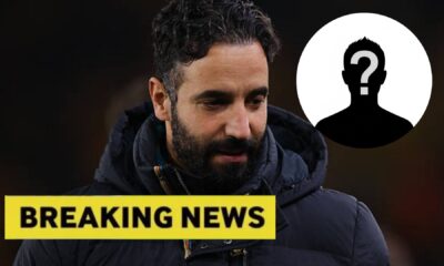 Ruben Amorim with overlay of mystery player and breaking news