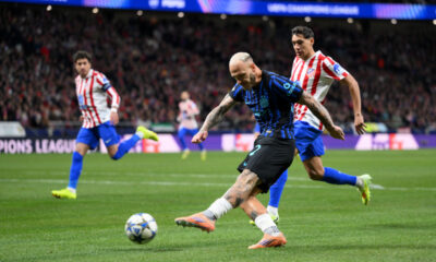 MADRID, SPAIN - NOVEMBER 26: Federico Dimarco of Internazionale shoots during the UEFA Champions League 2025/26 League Phase MD5 match between Atletico de Madrid and FC Internazionale Milano at Estadio Metropolitano on November 26, 2025 in Madrid, Spain. (Photo by David Ramos/Getty Images)