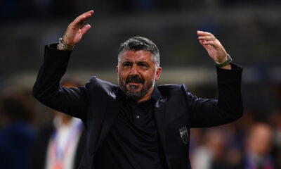 BERGAMO, ITALY - SEPTEMBER 05: Coach Gennaro Gattuso of Italy gesture during the FIFA World Cup 2026 qualifier match between Italy and Estonia at Stadio di Bergamo on September 05, 2025 in Bergamo, Italy. (Photo by Mattia Ozbot/Getty Images)