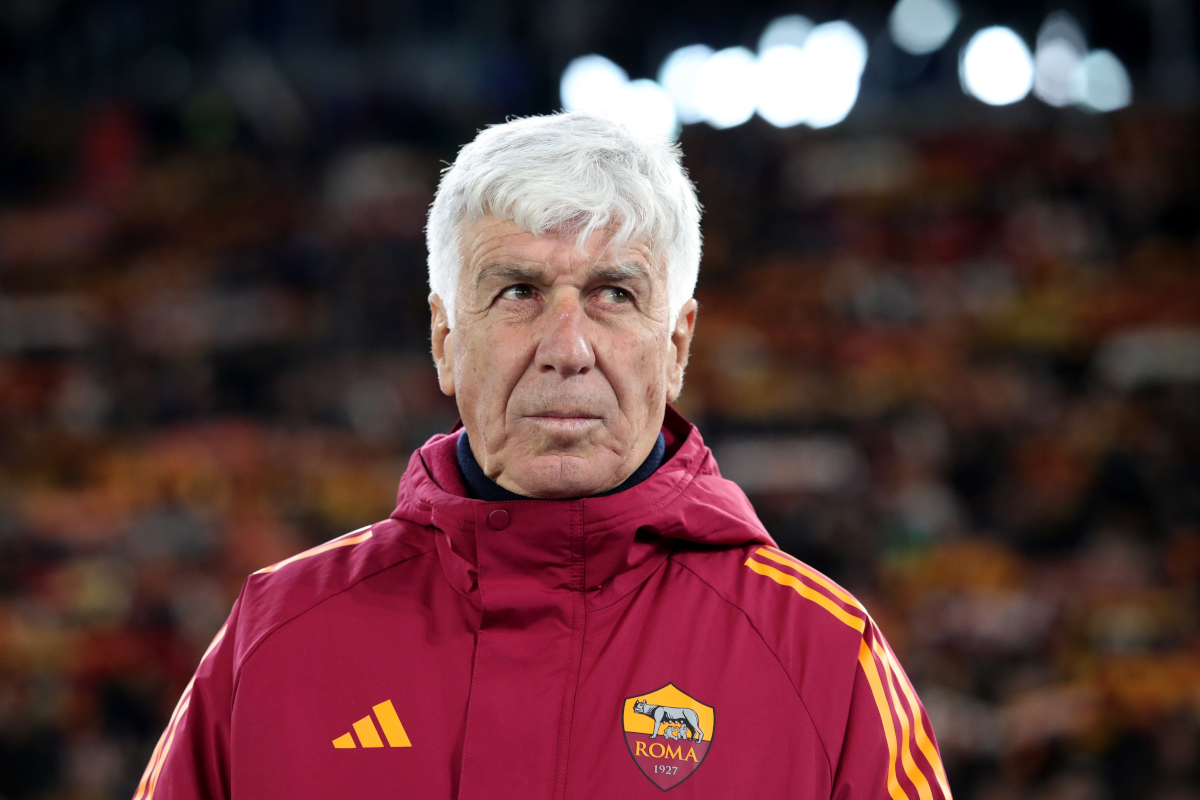 ROME, ITALY - NOVEMBER 27: AS Roma head coach Gian Piero Gasperini looks on during the UEFA Europa League 2025/26 League Phase MD5 match between AS Roma and FC Midtjylland at Stadio Olimpico on November 27, 2025 in Rome, Italy. (Photo by Paolo Bruno/Getty Images)