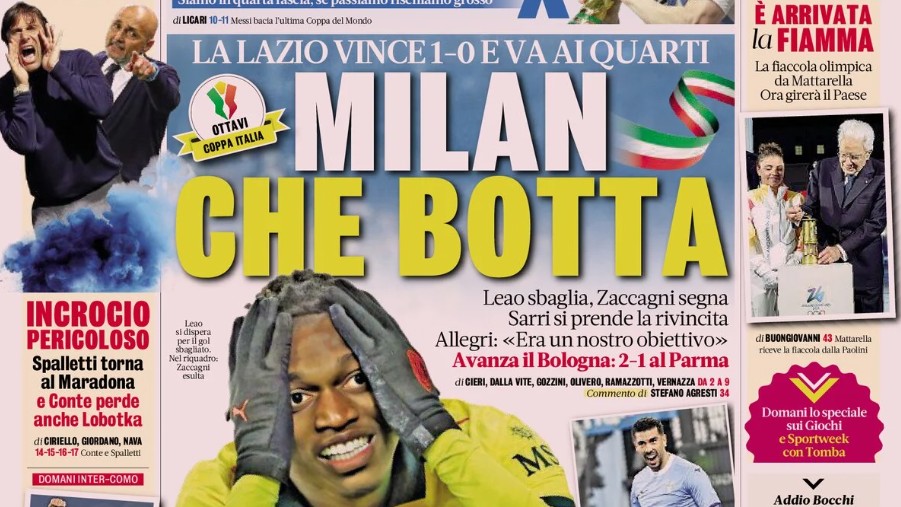 Today's Papers - Milan's Coppa Italia blow, Italy's X in World Cup draw
