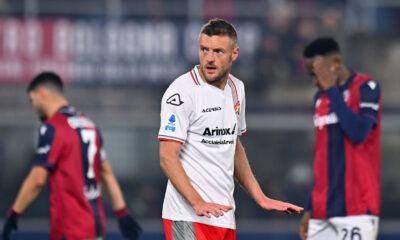 BOLOGNA, ITALY - DECEMBER 01: Jamie Vardy of Cremonese reacts during the Serie A match between Bologna FC 1909 and US Cremonese at Renato Dall