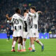 Jonathan David and Kenan Yildiz celebrate after Juventus score against Pafos in the Champions League (@juventusfc)