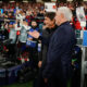 LISBON, PORTUGAL - DECEMBER 10: Antonio Conte, Head Coach of SSC Napoli (R), and Jose Mourinho, Head Coach of Benfica (C), talk on the side line prior to the UEFA Champions League 2025/26 League Phase MD6 match between SL Benfica and SSC Napoli at on December 10, 2025 in Lisbon, Portugal. (Photo by Gualter Fatia/Getty Images)