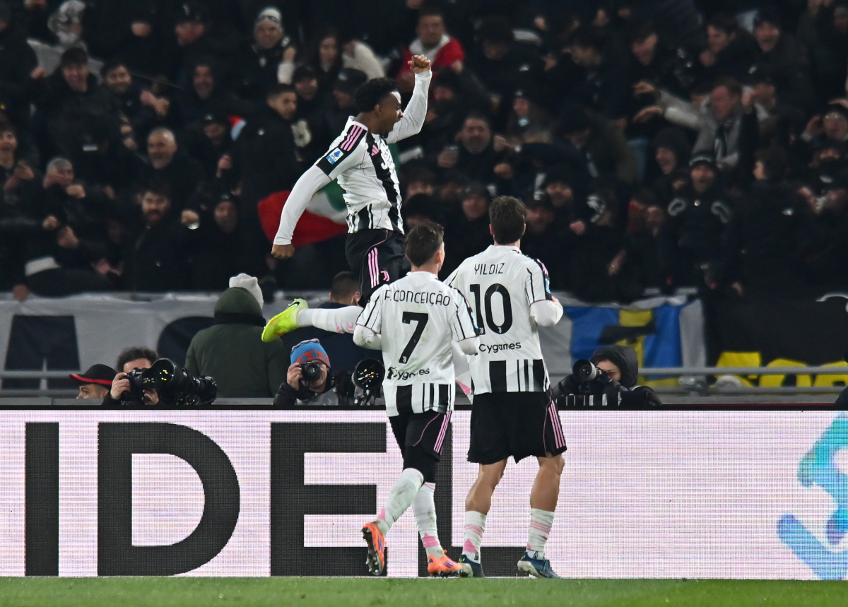 BOLOGNA, ITALY - DECEMBER 14: Juan Cabal of Juventus celebrates scoring his team