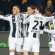 PISA, ITALY - DECEMBER 27: Kenan Yildiz of Juventus FC celebrates with teammates after scoring his team