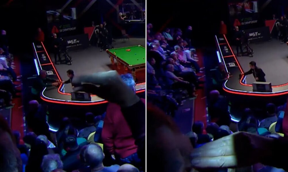Baffling moment snooker fan 'attacked by his own hand' live on TNT Sports at UK Championship