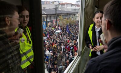 Serbia’s students protest against university pressure after railway station tragedy