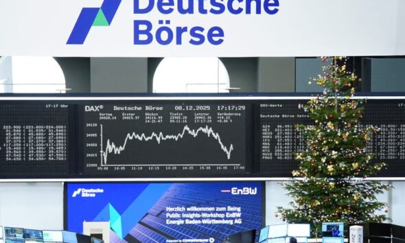 European shares steady near record highs ahead of year-end