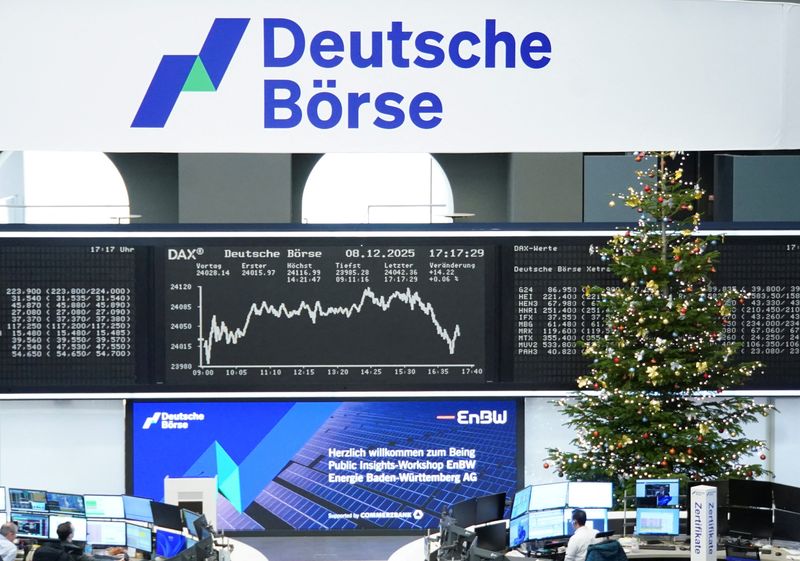 European shares steady near record highs ahead of year-end