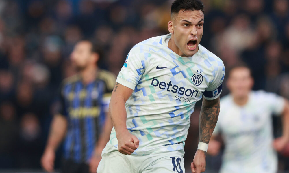 PISA, ITALY - NOVEMBER 30: Lautaro Martinez of FC Internazionale celebrates after scoring a goal during the Serie A match between Pisa SC and FC Internazionale at Arena Garibaldi on November 30, 2025 in Pisa, Italy. (Photo by Gabriele Maltinti/Getty Images)