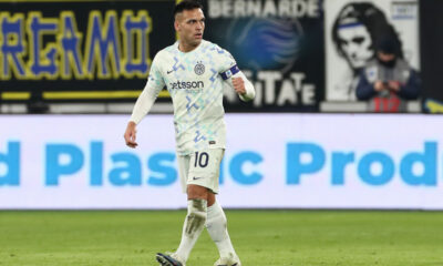 BERGAMO, ITALY - DECEMBER 28: Lautaro Martinez of FC Internazionale celebrates after scoring their team