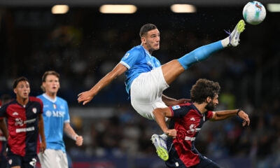NAPLES, ITALY - AUGUST 30: Lorenzo Lucca of SSC Napoli during the Serie A match between SSC Napoli and Cagliari Calcio at Stadio Diego Armando Maradona on August 30, 2025 in Naples, Italy. (Photo by Francesco Pecoraro/Getty Images)