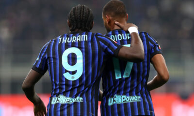 MILAN, ITALY - DECEMBER 03: Andy Diouf of FC Internazionale Milano celebrates scoring his team