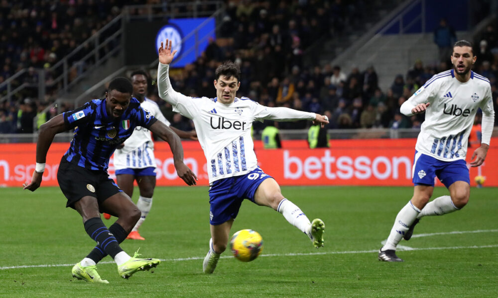 MILAN, ITALY - DECEMBER 23: Marcus Thuram of FC Internazionale scores his team