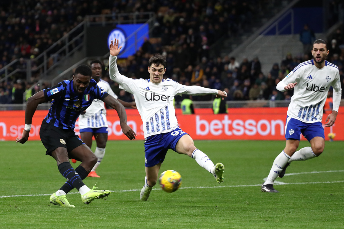 MILAN, ITALY - DECEMBER 23: Marcus Thuram of FC Internazionale scores his team