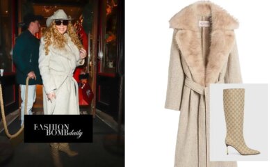 Mariah Carey Wore a Nude Valentino Coat with Gucci Boots in Aspen for the X-Mas Season