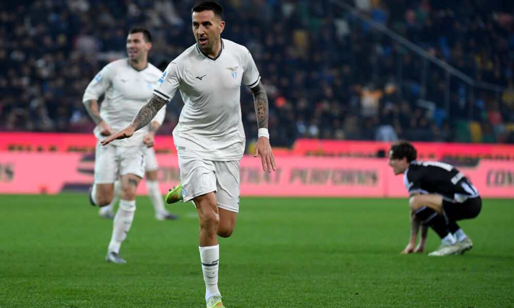 UDINE, ITALY - DECEMBER 27: Matias Vecino of SS Lazio celebrates a opening goal during the Serie A match between Udinese Calcio and SS Lazio at Stadio Friuli on December 27, 2025 in Udine, Italy. (Photo by Marco Rosi - SS Lazio/Getty Images)