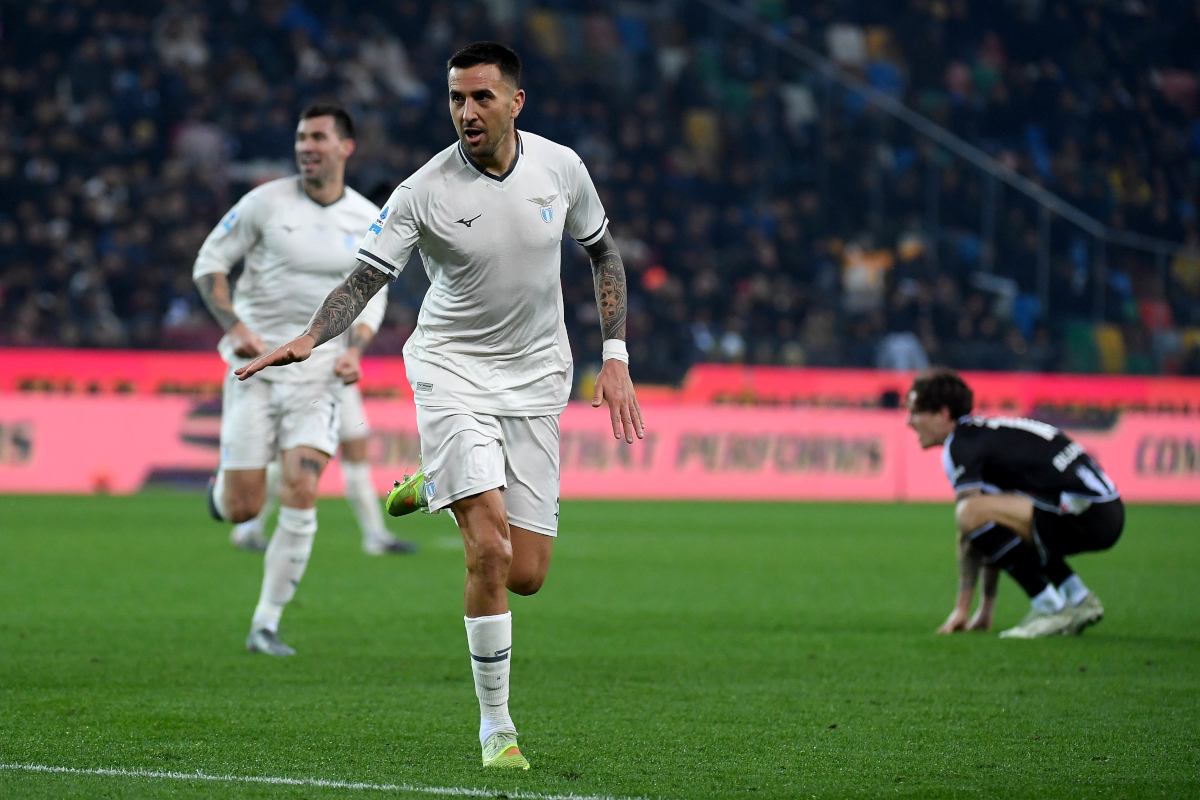 UDINE, ITALY - DECEMBER 27: Matias Vecino of SS Lazio celebrates a opening goal during the Serie A match between Udinese Calcio and SS Lazio at Stadio Friuli on December 27, 2025 in Udine, Italy. (Photo by Marco Rosi - SS Lazio/Getty Images)