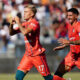 CAGLIARI, ITALY - SEPTEMBER 13: Mattia Felici of Cagliari Calcio celebrates after scoring his first goal during the Serie A match between Cagliari Calcio and Parma Calcio 1913 at Stadio Sant