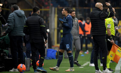 PARMA, ITALY - DECEMBER 13: Mattia Zaccagni of SS Lazio leaves the field after receiving a red card during the Serie A match between Parma Calcio 1913 and SS Lazio at Stadio Ennio Tardini on December 13, 2025 in Parma, Italy. (Photo by Marco Rosi - SS Lazio/Getty Images)