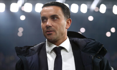 BERGAMO, ITALY - NOVEMBER 30: Raffaele Palladino, Head Coach of Atalanta BC looks on prior to the Serie A match between Atalanta BC and ACF Fiorentina at Gewiss Stadium on November 30, 2025 in Bergamo, Italy. (Photo by Marco Luzzani/Getty Images)